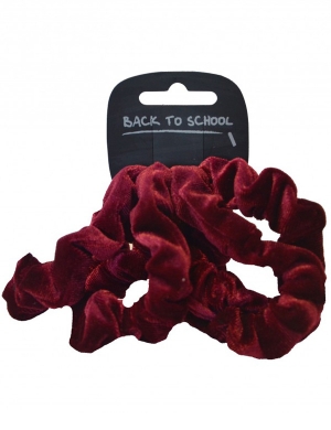Velvet Scrunchie 4pk - Maroon